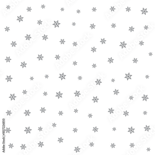 snowflakes shape pattern, black and white illustration of flakes of snow on white, seamless repeatable texture