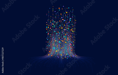 Technology background. Big data visualization concept. Information artificial neural network