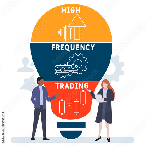 HFT - High Frequency Trading acronym. business concept background. vector illustration concept with keywords and icons. lettering illustration with icons for web banner, flyer, landing