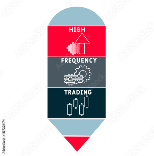 HFT - High Frequency Trading acronym. business concept background. vector illustration concept with keywords and icons. lettering illustration with icons for web banner, flyer, landing