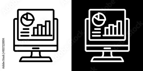 Computer Data Icon Of Line Black And White Style Vector Illustration
