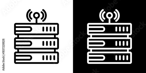 Remote Backuo Service Icon Of Line Black And White Style Vector Illustration
