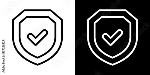 Protection Icon Of Line Black And White Style Vector Illustration
