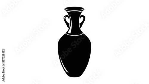 Black amphora silhouette isolated on a white background with two handles