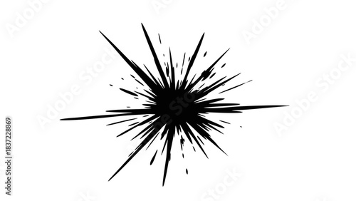 Black ink splash explosion starburst abstract isolated on white background graphic