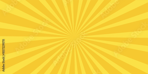 Yellow banner with Sun rays, yellow lines background, light