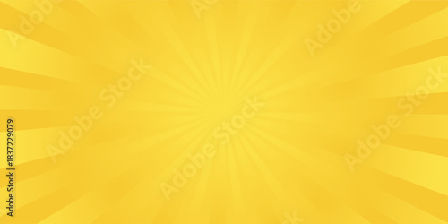 Yellow banner with Sun rays, yellow lines background, light