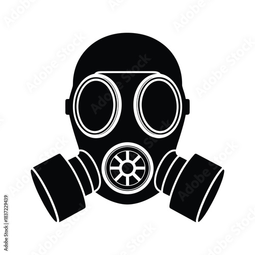 Protective respirator gas mask icon vector illustration isolated safety device symbol preventing air contamination and hazard exposure