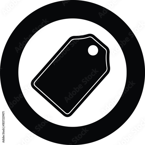 Illustration black price tag label in circle silhouette vector