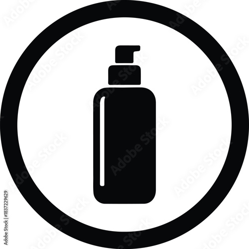 Illustration bottle with dispenser for cream or soap silhouette vector
