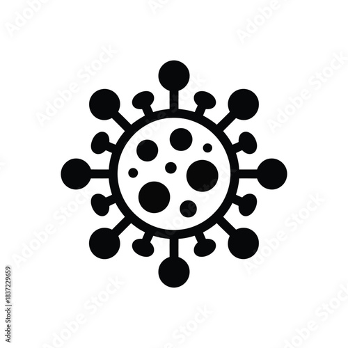 Coronavirus icon in black color representing infectious disease spread pandemic outbreak and global health crisis situation