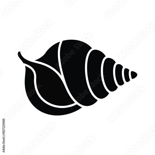 Seashell spiral shape vector silhouette representing marine life ocean mollusk shell and aquatic environment symbol