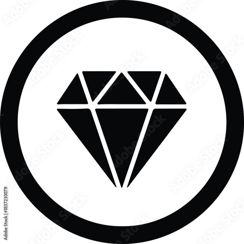 Illustration Diamond precious stone in circle shape silhouette vector