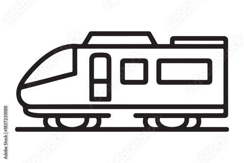  Modern high speed train silhouette on tracks for transportation and travel concepts