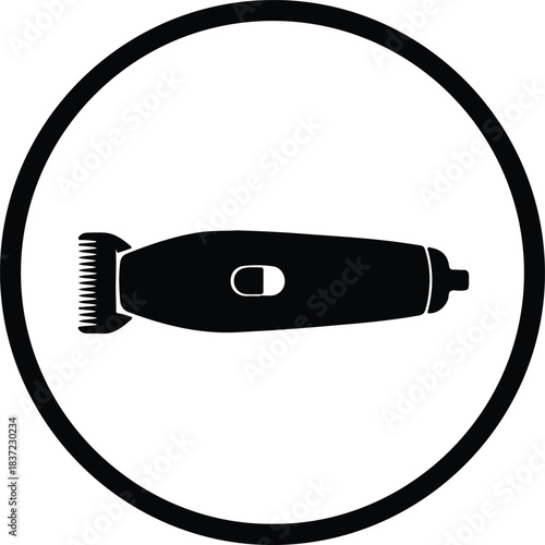 Illustration electric hair clipper in a circle silhouette vector