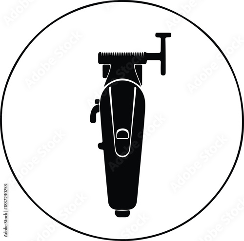 Illustration electric hair clipper in a circle barbershop silhouette vector
