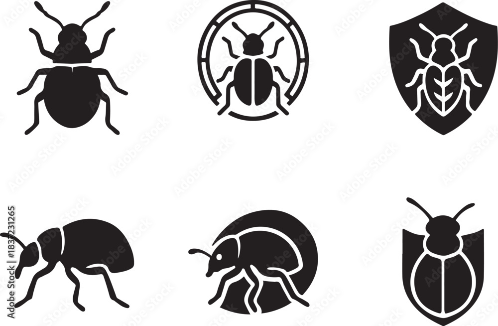 Naklejka premium Vine Weevil Silhouette Icon Set.eps