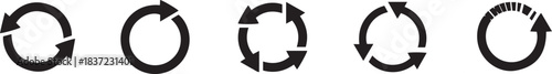circle arrow icon set, containing refresh, rotation, reload, Repeat and more, recycle symbol Vector illustration.