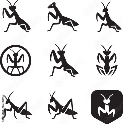 Praying Mantis Silhouette Icon.eps