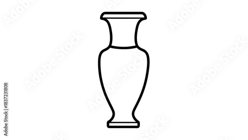 Outline of an elegant vase with a narrow neck and bulbous base, isolated vector art