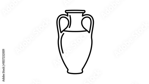 Ancient amphora vase outline icon, symbol of history, culture, and classic design