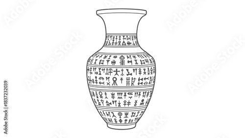 Ancient egyptian hieroglyph vase illustration