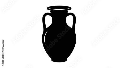 Ancient greek amphora vase silhouette isolated on white background
