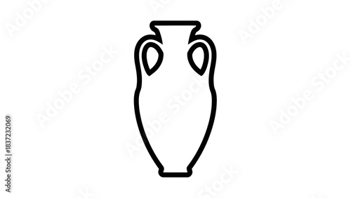 Ancient greek amphora outline icon isolated on white background, classic pottery shape