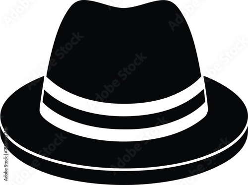 Black Fedora Hat Silhouette with White Band