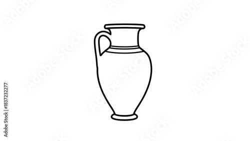 Ancient greek amphora outline illustration isolated on a white background.