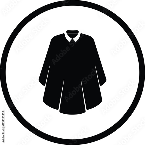 Illustration poncho clothing icon in circle black silhouette vector