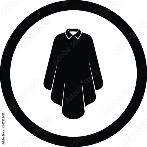 Illustration poncho with collar in a black circle silhouette vector