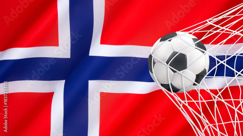 Football ball with the national flag of norway. Flag of norway. Horizontal Realistic waving flag of State of  norway. Fabric textured flowing flag of norway. vector illustrator