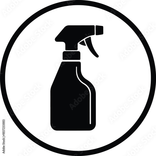 Illustration Spray bottle cleaning product in circular frame silhouette vector