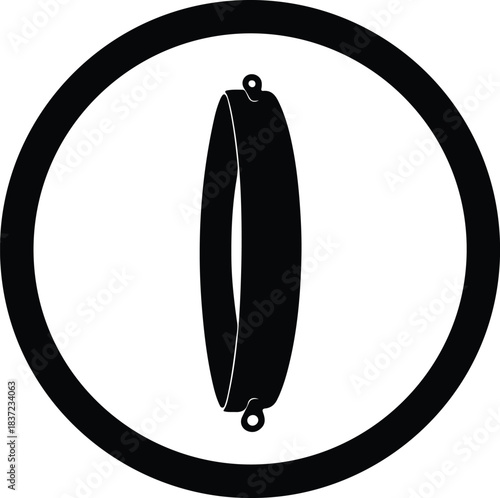 Illustration tambourine percussion musical instrument in a circle silhouette vector