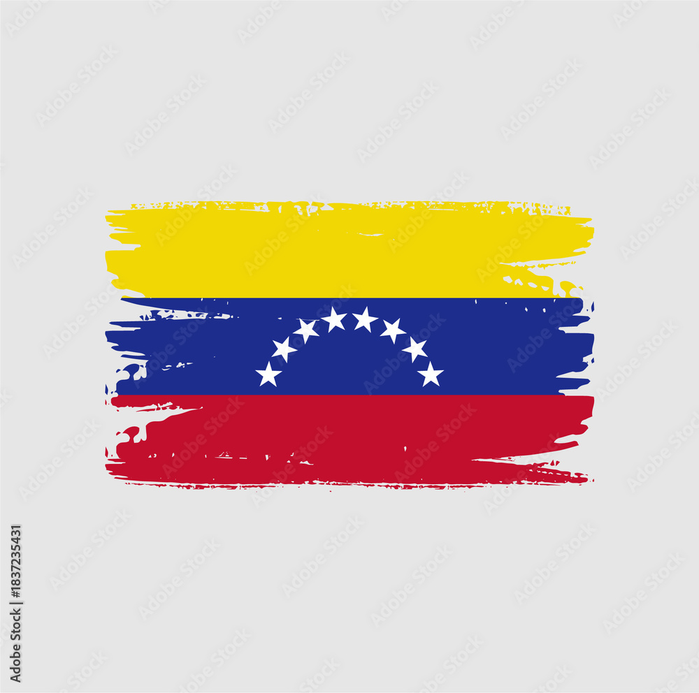 Fototapeta premium Worn and distressed national flag of venezuela with brushstroke texture and faded colors