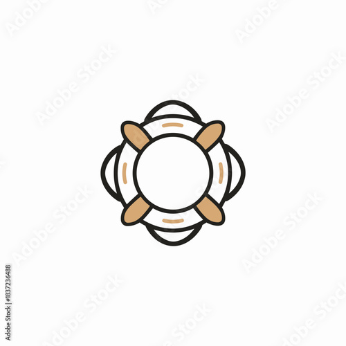 Life saver ring illustration in minimal style with brown details and copy space