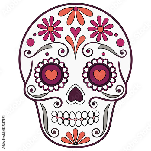 Mexican Folk Art Style Decorative Death Head