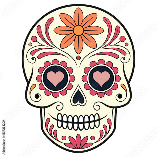Traditional Mexican Calavera Icon for Día de Muertos