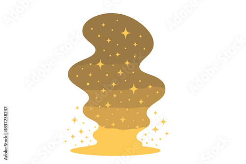 A magical, glowing cloud of gold dust and sparkles adorns the floor