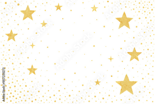 An abstract backdrop featuring dark blue and gold particles, complemented by a New Year and Christmas theme with sparkling gold stars, golden light particles creating a bokeh effect over a navy