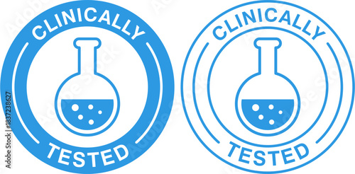 Clinically Tested Icons Black Filled and Outline Style Medical Certification Symbols, Laboratory Approved Emblems Vector Illustration for Product Safety and Health