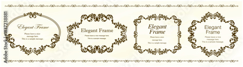 高級感のあるエレガンスなフレームセット、飾り罫、装飾デザイン、上品なあしらい