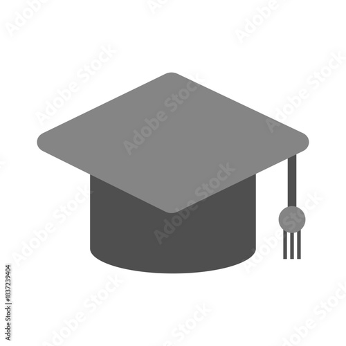 グレーの卒業帽アイコン/Gray Graduation Cap Icon