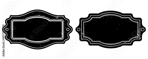 Aged blank copper-toned metal sign, mounted on peeling paint wall, vintage mood