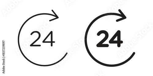 24 Hrs icons set. Simple set of vector illustrations