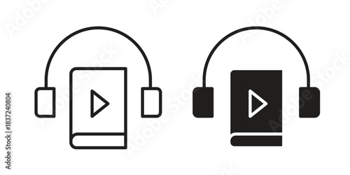 Audiobook icons set. Simple set of vector illustrations
