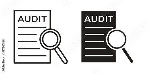 Audit report icons set. Simple set of vector illustrations