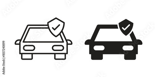 Auto insurance icons set. Simple set of vector illustrations