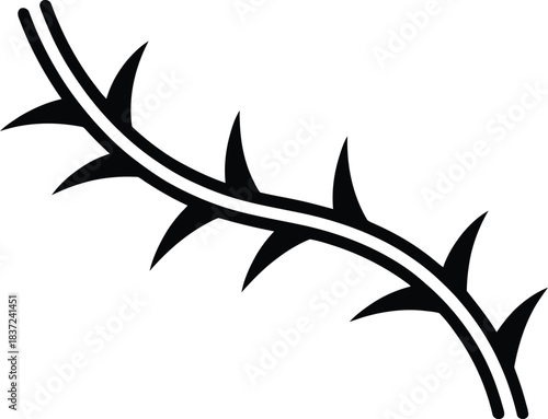 Thorny Branch Line Art – Sharp Thorns Vector Illustration